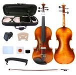 Vetimobato Handmade Violin 4/4 Full Size Tiger Flame Maple Back Spruce Top Violin Finished Professional Violin (Flamp Maple Small Pattern)