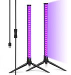 Elwoks LED Black Lights Bar 2 Pack, 18 Inch Vertical Standing Table Blacklight Fixture, 14W Handheld Black Light with Stand for Glow Party Classroom Halloween, 385-400nm USB ON/Off Switch