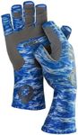 Fish Monkey FM11-BLWTRCAM-XL Half Finger Guide Glove Blue Water Camo XL