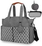 comeder Nappy Changing Bags, Multifunctional Nappy Tote Bag for Mom and Dad, Large Capacity Waterproof Baby Changing Bags with Pacifier Bag for Diaper All Baby Accessories (Grey)