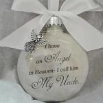 Christmas Memorial Baubles Uncle Grave Ornaments Feather Ball With Angel White Christmas Tree Remembrance Decorations Bereavement Gift To Remember Loved Ones Xmas Gift