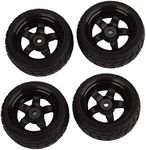 BQLZR Black RC 1: 10 Flat Car 12mm Hub Wheel Rims 5 Spoke + Rubber Tires Pack of 4