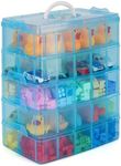 BELLE VOUS 5-Tier Craft Storage Box with 50 Compartments - Plastic Organiser Box for Medicine, Craft Supplies, Beads, Jewellery - Blue Lego Storage Drawers