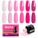 MEFA Pink Gel Nail Polish Set 6 Colors Hot Pink Spring Neon Light Bright Pink Gel Polish Nail Art Design Salon at Home DIY Manicure Kit Mother's Day Gifts for Women