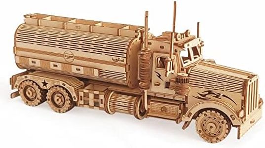 3D Wooden Puzzle - Tank Truck Wooden Crafts Assembly Building Model - Mechanical Car Model Kits - Wood STEM DIY Brain Teaser Puzzle for Adults and Teens Boys Girls (Tank Truck)
