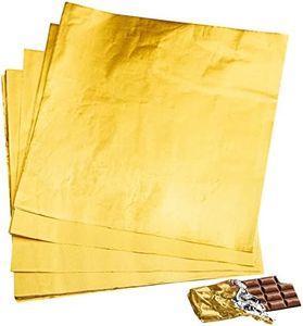 200pcs Candy Bar Wrappers, 7.8” Square Chocolate Bar Wrappers Gold Foil Wrapper Aluminum Individual Packaging Sheets for 4 July Baby Shower Birthday Party Gifts