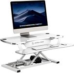 VERSADESK Standing Desk Converter, 36 Inch PowerPro Electric Height Adjustable Desk Riser, Hold 80 lbs, with Keyboard Tray, Built-in USB Charging Port, White