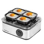 Lifelong 2-in1 Egg Boiler and Poacher 500-Watt (Black), Boil 8 eggs, Poach 4 eggs, Easy to clean| 3 Boiling Modes, Stainless Steel Body and Heating Plate, Automatic Turn-Off