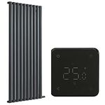 Milano Aruba Ardus - 1500W Anthracite Dry Heat Oval Panel Vertical Electric Radiator WiFi Thermostat - 1784mm x 590mm