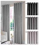 "Glimmer" Silver 90" w X 72" d Velvet Eyelet Ring Top Designer Lined Curtains, Choice Of 8 Sizes And 3 Colours