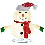 Twinkle Star 2FT Lighted Pop Up Christmas Snowman Decorations, Pre-Lit Light Up 48 LED Warm White Lights, Collapsible Easily Metal Stand Easy-Assembly Reusable for Holiday Xmas Indoor Outdoor Décor