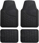 FH Group Automotive Floor Mats - Heavy-Duty Rubber Floor Mats for Cars, Universal Fit Full Set, Climaproof & Trimmable Floor Mats for Most Sedan, SUV, Truck, Black