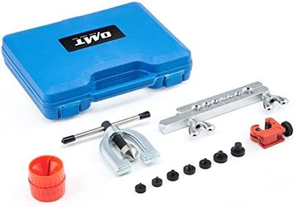 Orion Motor Tech Flaring Tool Set with Tubing Cutter Deburring Tool Flaring Bar 4.7 mm 5mm 6mm 1/4" 8mm 10mm and 1/2" Adapters, Kit for Single Double and Bubble Flares on Tubing Brake Lines