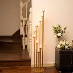 Fullvaseer Gold 9 Arm Pillar Candle Holder,Metal 9 Arm Candelabra for Christmas Wedding Home Halloween Party Decoration(46.3inch)