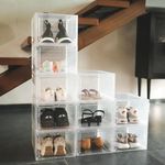 Homestrap Clear Multi Bins |Multipurpose Transparent Storage Box |Collapsable And Strong Shoe Box (Pack Of 12) - Plastic