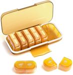 Codcaw Weekly Pill Organizer 2 Times a Day, Moisture-Proof, Detachable Compartments, Am Pm Pill Box 2x 7 Day, Travel Pill Organizer for Pills/Fish Oil/Medication/Vitamin/Supplements (Amber)