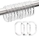 Plastic Shower Curtain Rings Hooks, 24 Pcs Shower Curtain Rings, Plastic Curtain C Rings Roller Rust-Resistant & Anti-Drop Shower Hooks for Curtain Bathroom Shower Curtains(Clear)