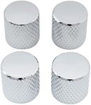 Musiclily Metric Metal Flat Top Knurled Control Knobs for Electric Guitar or Bass, Chrome(4 Pieces)