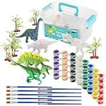 THE TWIDDLERS - 3D Dinosaur DIY Craft Kit with 5 Dinosaur Figurines, Complete Set Including 5 Paint Sets, 5 Brushes, and 5 Tree Accessories, Kids Gift Set Activity