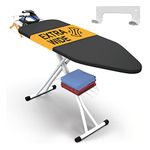 Xabitat Full Size Ironing Board 57" X 18" W/Wall Mount Hanger | Full Metal Construction| Built in Iron Caddy | Heat & Scorch Resistant Fabric | Cord Holder | Anti-Skid Feet | Heavy Duty| Easy to Fold