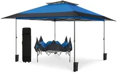 PHI VILLA 13x13 Pop Up Canopy Tent Instant Outdoor Canopy Easy One Person Set-up Folding Shelter w/Auto Extending Eaves 169 Square Feet of Shade, Blue