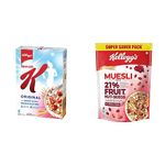 Kellogg's Original Special K Low Fat, High in B group Vitamins, Protein 435g, Kellogg's Muesli 21% Fruit and Nut, High in Iron, 750g Breakfast Cereal, Naturally Cholesterol Free, Source of Fibre