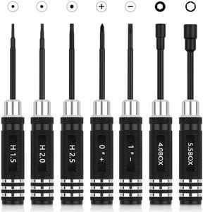 7PCS RC Car Tool Kit Short Handle Hex Screwdriver Nut Set W/Hex 1.5/2.0/2.5mm/4.0BOX/5.5BOX & Phillips & Slotted Screwdriver Fit for 1/18 1/24 Mini Crawler Car TRX4M SCX24 FCX24