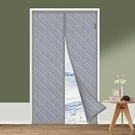 MAGZO Thermal Door Curtain 80 X 200cm, Update Oxford Cloth Magnetic Insulated Door Cover to Keep Warm, Windproof Soundproofing Front Door Curtain for Winter, Grey