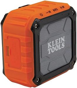 Klein Tools AEPJS1 Wireless Jobsite Speaker, Connects wirelessly via Bluetooth or a wired auxiliary input, Orange, Black, Grey