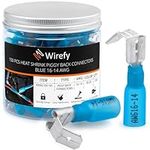 Wirefy 150 PCS Heat Shrink Piggyback Spade Connectors - 3 Way Wire Connectors - Double Spade Connectors - Quick Disconnect Piggyback Terminals - Blue 16-14 AWG