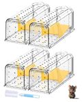 4 Pack Humane Mouse Traps for Indoor Outdoor: Mouse Traps for indoor, Pets and Children Friendly, Live Catch and Release Includes Cleaning Brush, Washable, Reusable Rodent Mouse Trap No Kill