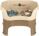 Neater Feeder Deluxe Large Mess Proof Feeder for Large Dogs, 3 Cup Slow Feed Bowl & 9 Cup Stainless Steel Water Bowl, Adjustable Height, Elevated, No Spill, Non-Tip, Non-Slip. Made in USA