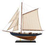 SAILINGSTORY Wooden Sailboat Decor Sailboat Model Ship Sail Boat Model Yatch Navy Nature Finish