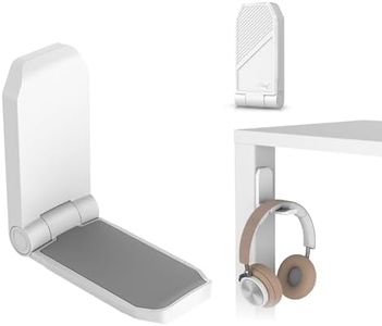 Adhesive Desk Headphone Hanger, PC Gaming Headset Holder Stand, Adhesive Holder Mount for Wall, Foldable Headphones Hook Mount Under Desk - White