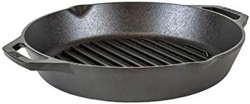 Lodge 12" Cast Iron Dual Handle Grill Pan, Black