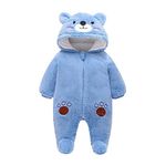 Vine Baby Winter Snowsuit Baby Rompers, Boy and Girl One-Piece Suit with Hood, Toddler Outerwear Snowsuit Set Thick and Warm, 9-1 Months, Blue