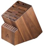 ENOKING Knife Block Without Knives, Large Knife Holder- 25 Slots Acacia Wood Universal Knife Block, Butcher Block Countertop for Knife Storage Organizer