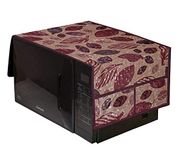 Kuber Industries Leaf Design PVC Microwave Oven Top Cover 23 Liter with Utility 4 Pockets (Gold) - CTKTC040714
