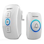 TECKNET Wireless Doorbell, IP65 Waterproof Wall Plug-in Door Bells Wireless Cordless Chime Kit at 1300-feet Range, 60 Chimes & 5 Level Volume, Battery Operated, Plug in Door Entry Bell