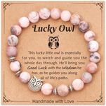 ASKRAIN "Lucky Owl Bracelet for Women Teen with Owl Charm and Natural Stone as Birthday Chrismas Gifts, Suitable, Stone, no gemstone