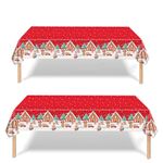 2 Pack Christmas Table Cloth Party,137x274cm Rectangle Large Plastic Tablecloth Red Gingerbread Man Party Tableware Decor,Xmas Tablecovers Party for Winter Holiday Xmas Party Dinner Table Cloths