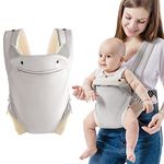 SERAPHY Baby Carrier with Pocket, 4-in-1 Easy to Wear Ergonomic Adjustable Breathable Carrier Slings, Perfect for Newborn to Infants up to 15KG Toddlers - Grey