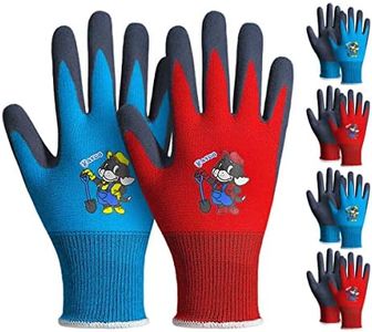 KAYGO Kids Gardening Gloves 4 Pairs - Polyester Seemless knitted with Latex Sandy Finish Coating, KGKID100, Ideal for kids gardening, DIY,Light duty works, and outdoor activities (XXXS (Age 5-7))