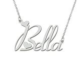 Stainless Steel Silver Bella Name Necklace Love Heart Charm Necklace Best Friends Mother Day Jewelry