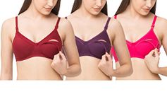 MomToBe Women's Cotton Heavily Padded Wire Free Nursing Bra (5504repkpurmrnfb-30_Multicolour_30)