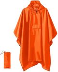 ROFVMILE Hooded Rain Poncho for Adult with Pocket, Waterproof Lightweight Raincoat for Men and Women (orange)