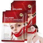 V-Line Face Lifting Mask, 5 PCS Double Chin Lifting Jawline Shaper & Neck Firming, Hydrogel Chin Strap with Hyaluronic Acid and Aloe Vera, Sculpting Sleep Mask for Women