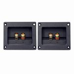 Kalevel 2pcs DIY Home Car Stereo 2-Way Speaker Box Terminal Round Square Spring Cup Connector Binding Post Banana Jack and Plugs Subwoofer Plugs 93x80mm (Black)