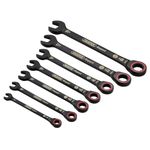 Draper 03895 Expert HI-TORQ Metric Ratchet Combination Spanner Set, Black (7 Piece)