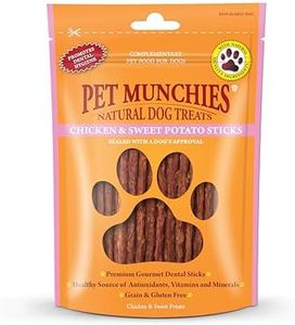 Pet Munchies Chicken and Sweet Potato Dog Treats, Healthy Grain Free Dental Sticks with Natural Real Meat 90g